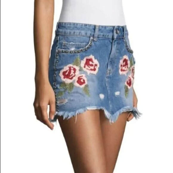 Free People Wild Rose Embroidered Mini Skirt - Picture 2 of 14